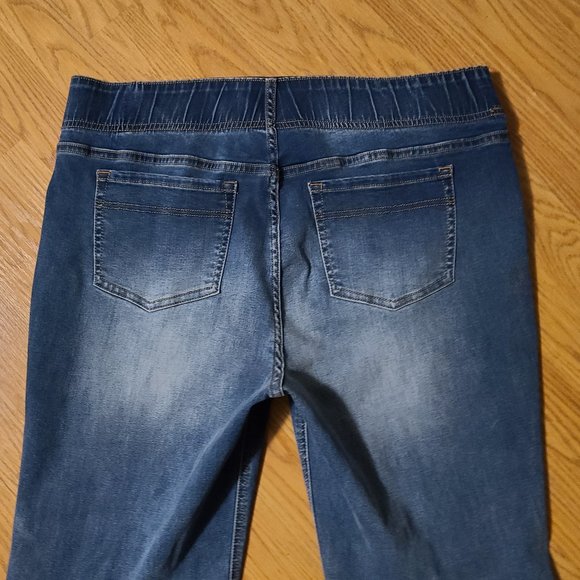 SOFT SURROUNDINGS PULL-ON FLARE JEANS HIGH RISE ELASTIC WAIST STRETCH DENIM sz L - Picture 5 of 7